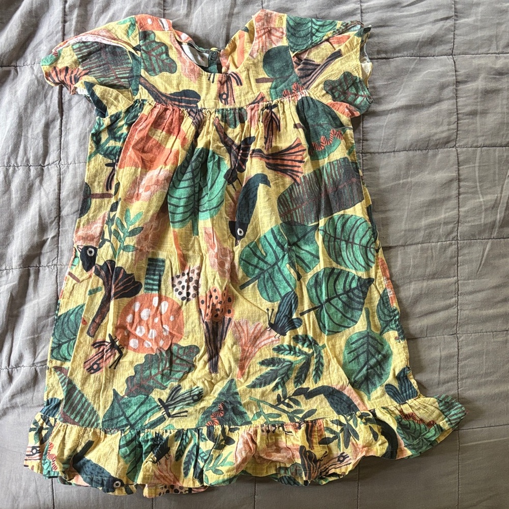 Tropical Kids Dress - Yellow and Green